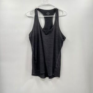 Athleta XLT Racerback Tank Top W Dark Gray Space Dye Striped Athletic Workout
